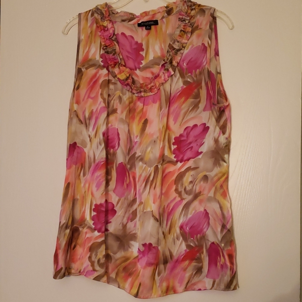 Notations L/XL pink floral blouse